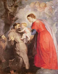 Jomfruen presenterer Jesusbarnet for den hellige Frans, 1618